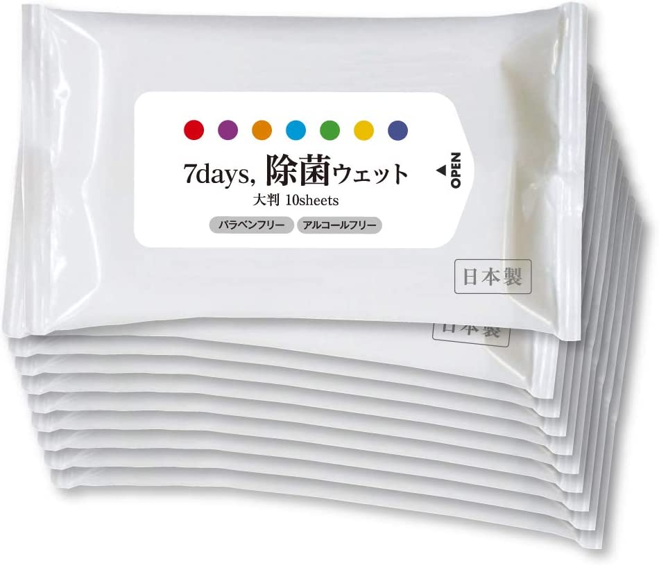 7days, ウェットティッシュ 除菌シート ノンアルコール 大判 10枚入